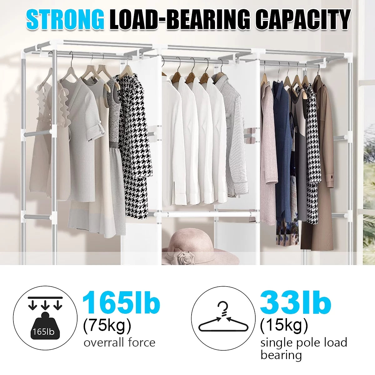 Portable Closet with Cover 50x17x67inch Gray J80152
