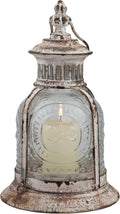 Antique Metal Votive Candle Lantern with Handle, Worn White, Pack of 2 J24509