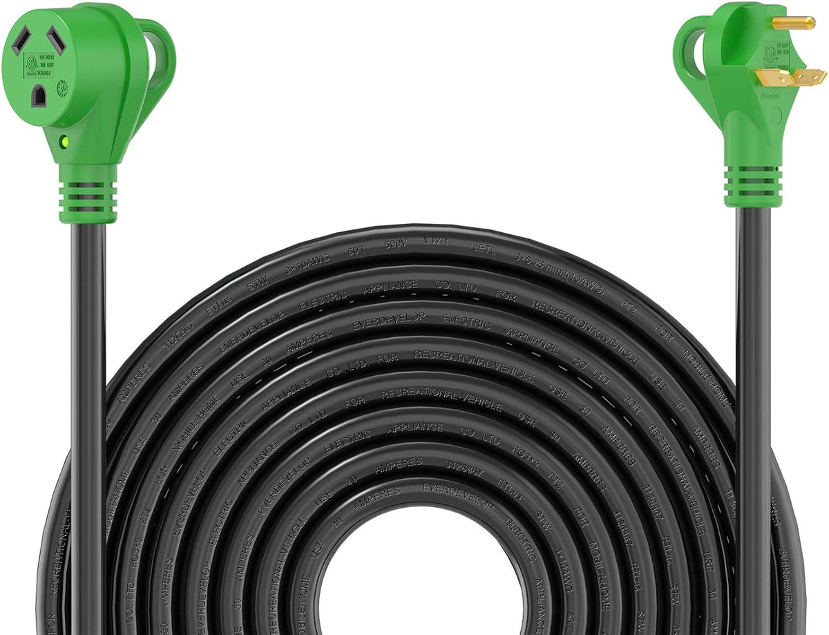 30 Amp 50 Feet RV Power Extension Cord with LED Power Indicator and Cord Organizer P23539