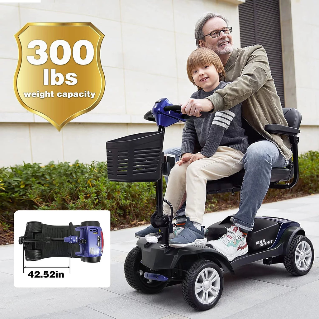 4 Wheel Collapsible Electric Mobility Scooter Purple D7204
