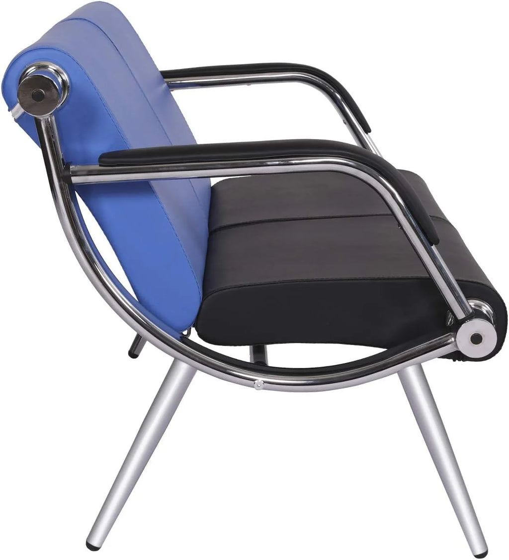 Blue PU Leather 2-Seat Reception Chair Q6365