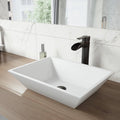 Matte Stone Vessel Bathroom Sink with Vessel Faucet in Antique Rubbed Bronze E501916