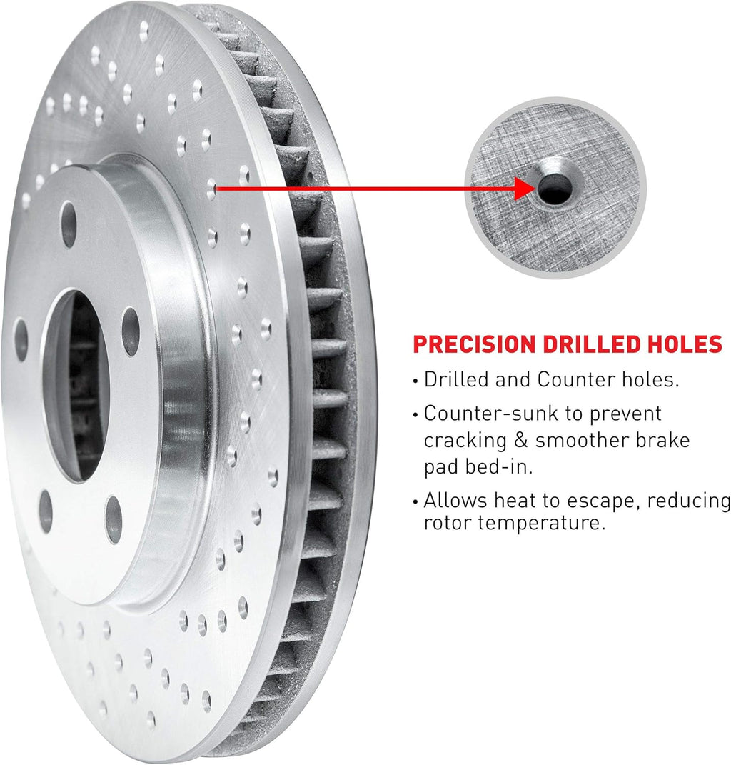 Front R1 Concepts eLine Cross Drilled Slotted Brake Rotors M5480