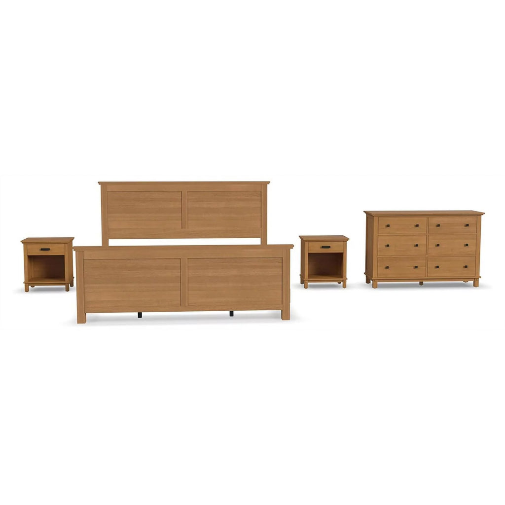 4-Piece Wood King Bedroom Set with 2 Nightstand in Brown W620