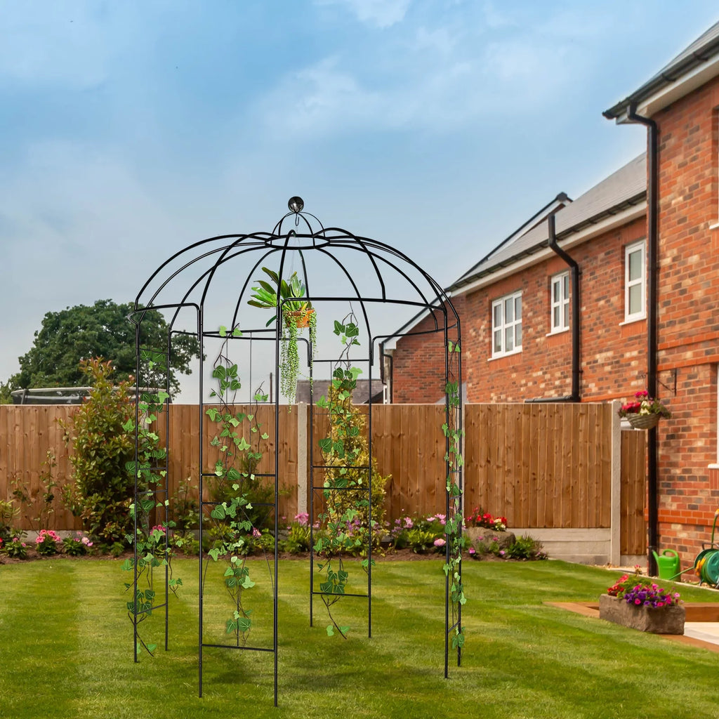 Black Outdoor Trellis Planter with Stakes U156