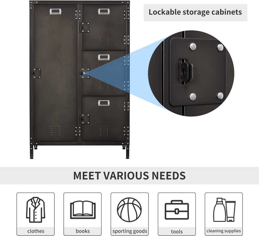 Metal Locker Storage Cabinet with Shelves and 6 Lockable Doors K22220