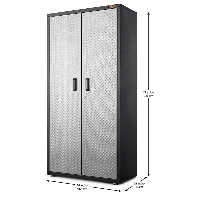 Steel Freestanding Garage Cabinet in Silver Tread E5295
