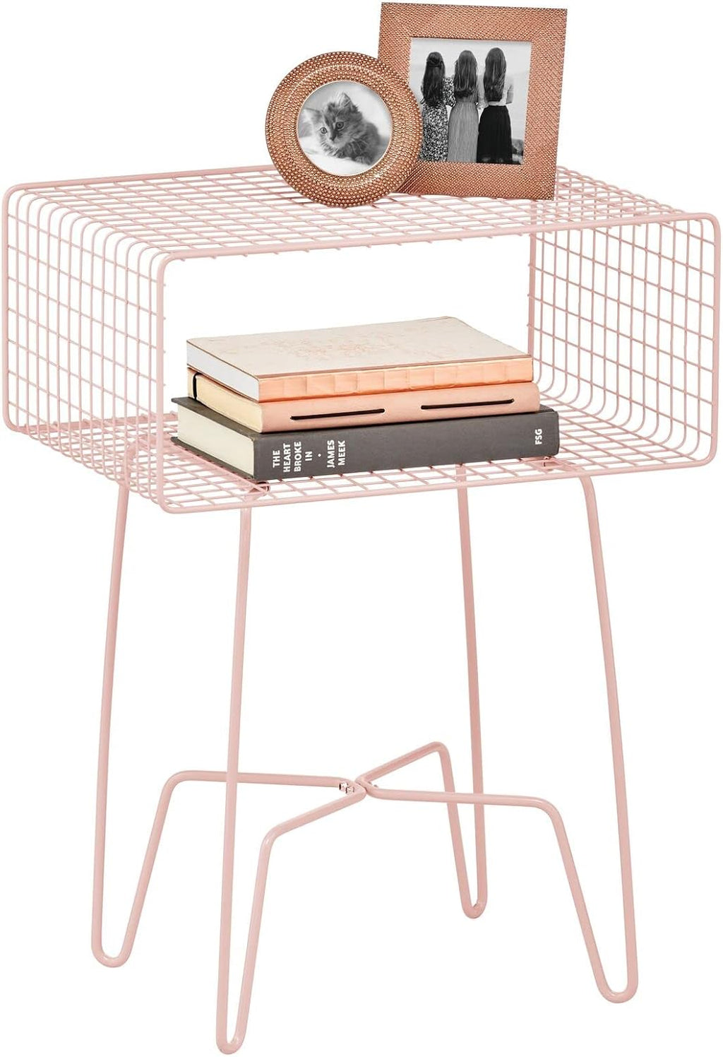 Bronze 2-Tier Metal End Table with Storage Shelf E223