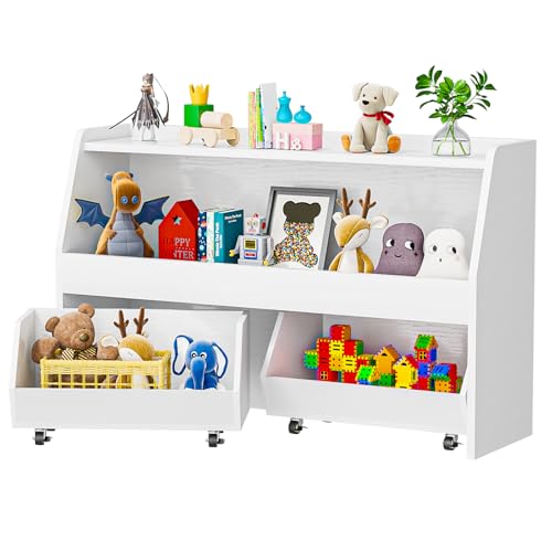 2 Tier Toy Storage Organizer with Movable Bins L551274