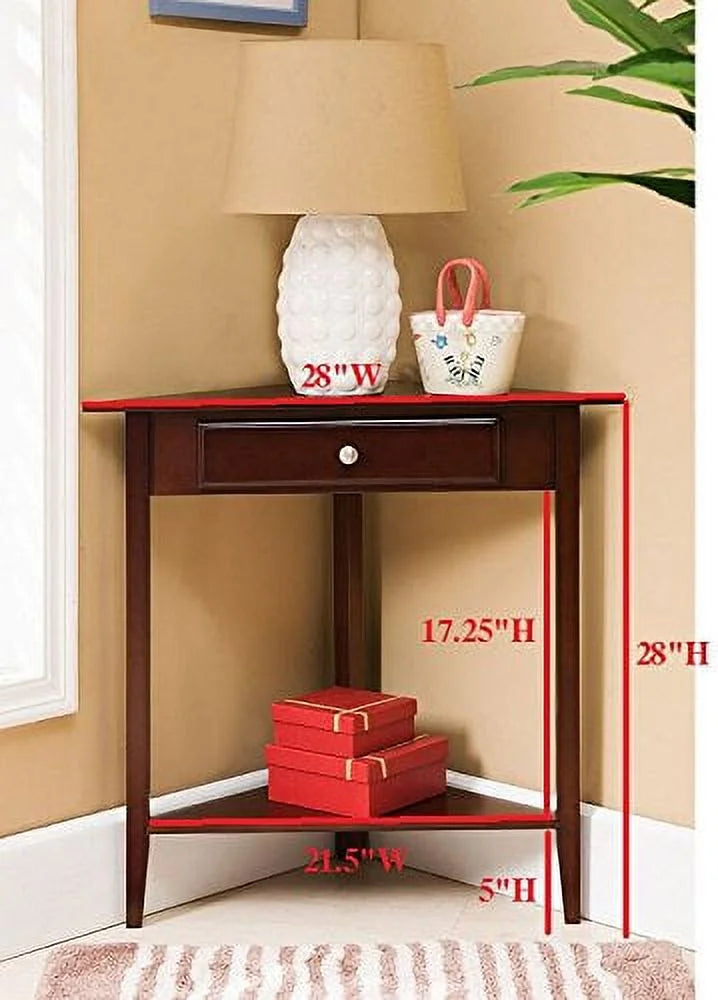 Wood Corner Sofa Accent Table with Drawer P887357