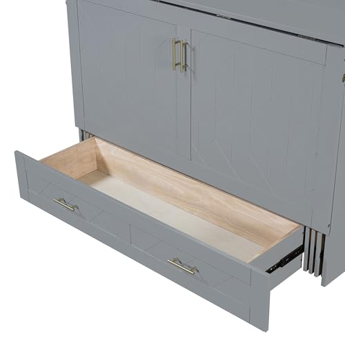 Queen Size Murphy Wall Bed with USB Charging Station and Storage Drawer Q263973