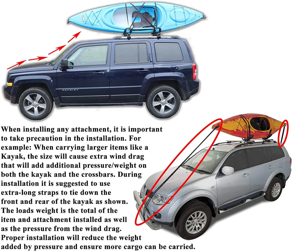 Roof Rack Crossbars and Double Kayak Rack Bundle for Jeep Grand Cherokee Y345267