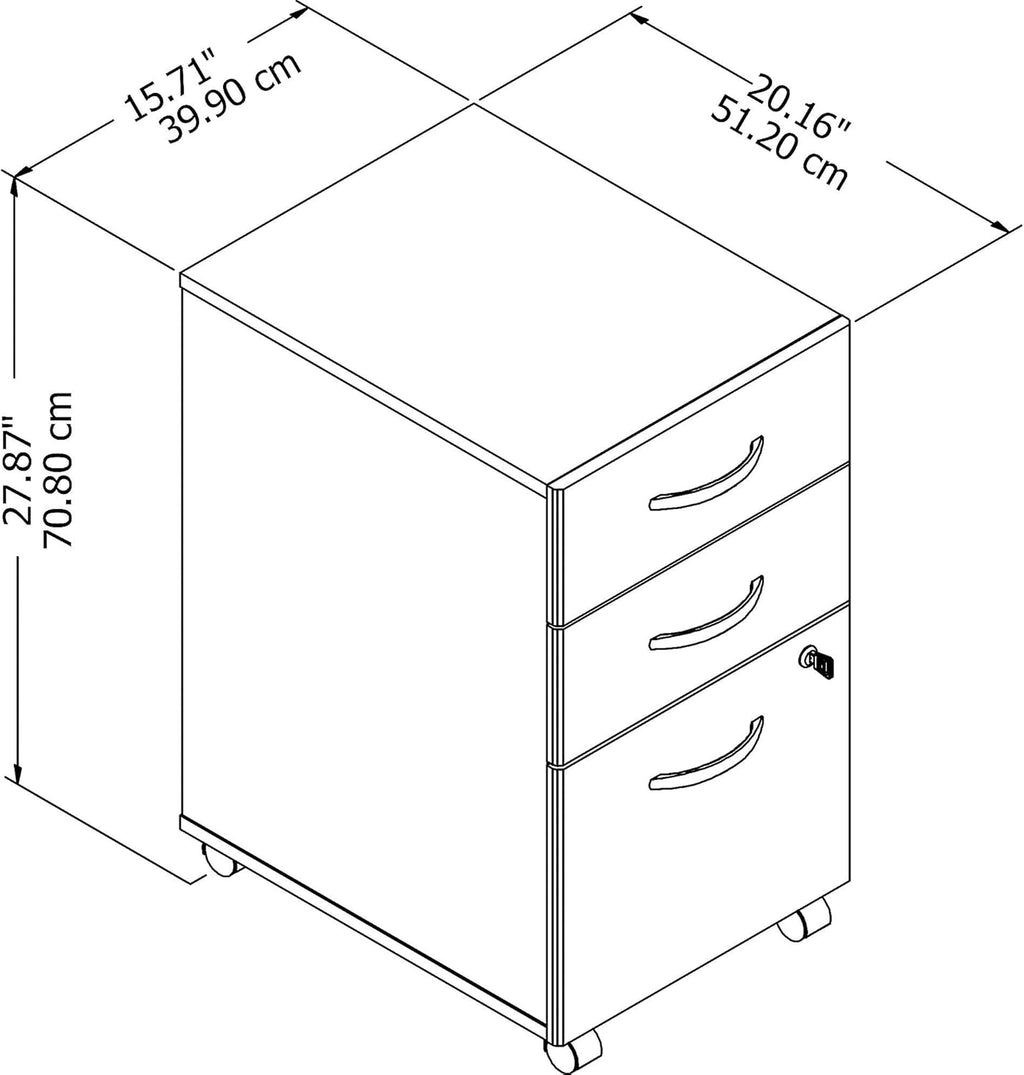 3 Drawer Mobile File Cabinet Sand Oak X226