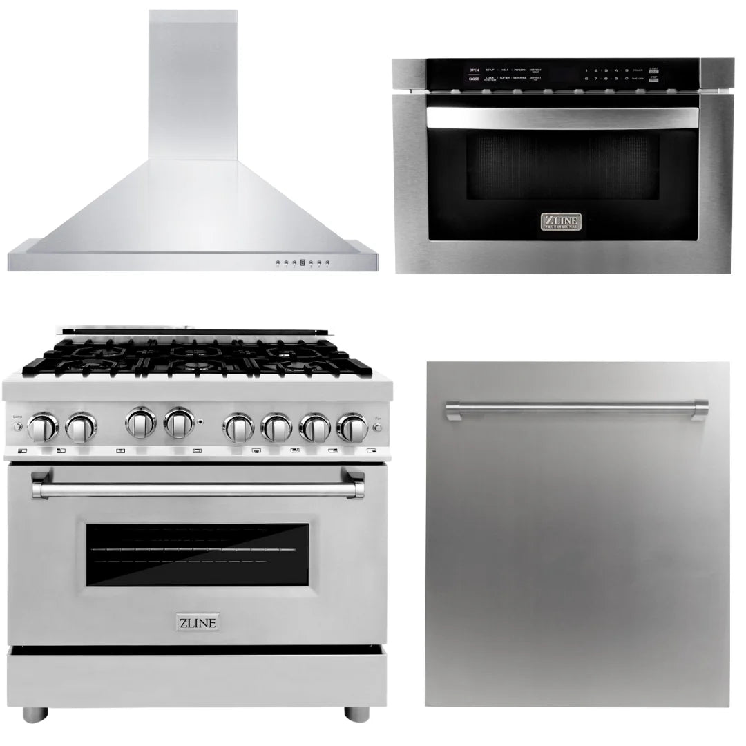 36 Range Hood and Microwave Drawer and Dishwasher and All Gas Range Package L916