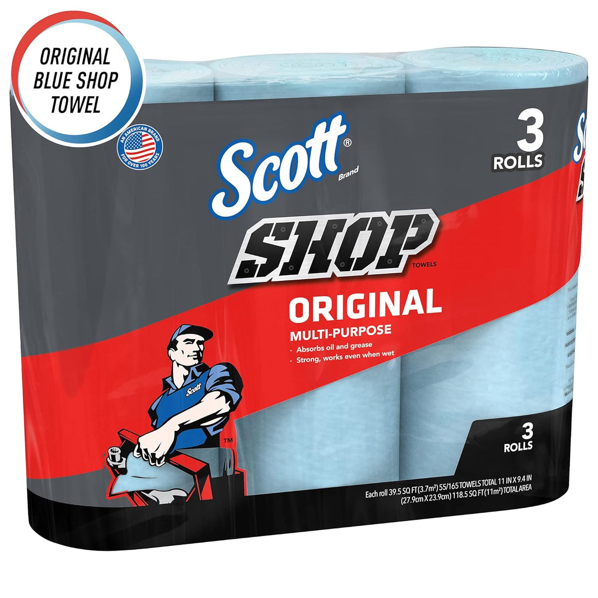 Blue Shop Towels, 55 Sheets per Roll, 30 Rolls per Case, Pack of 2 S22537