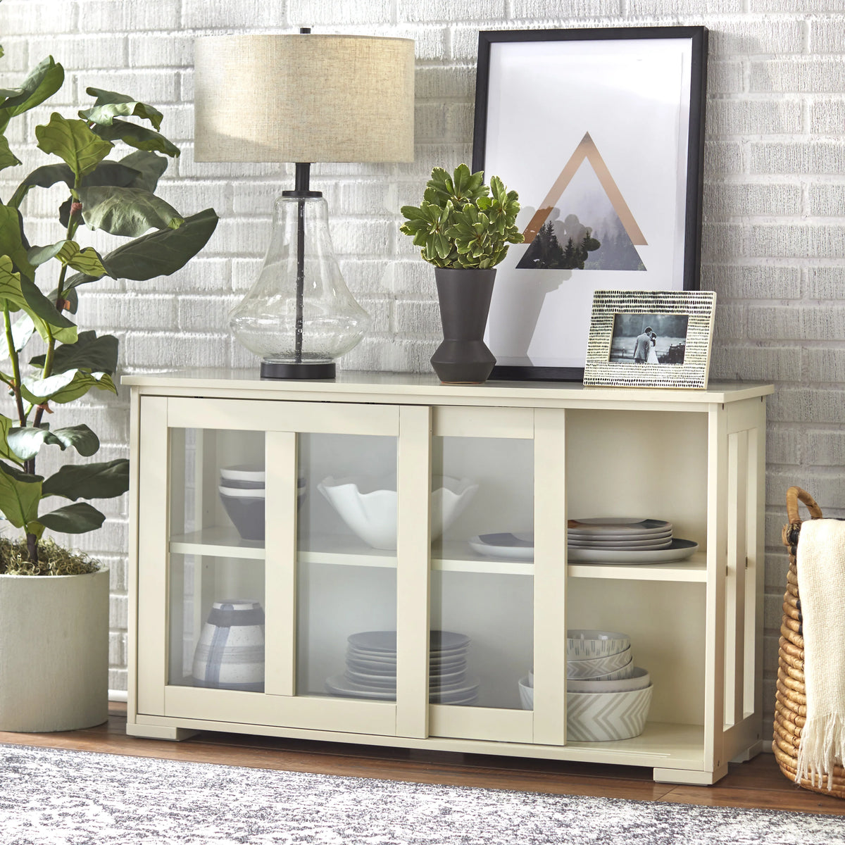 Antique White Stackable Storage Cabinet A871989
