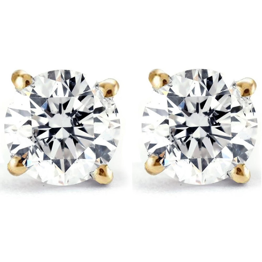 14k Yellow Gold Solitaire Stud Earrings P327086