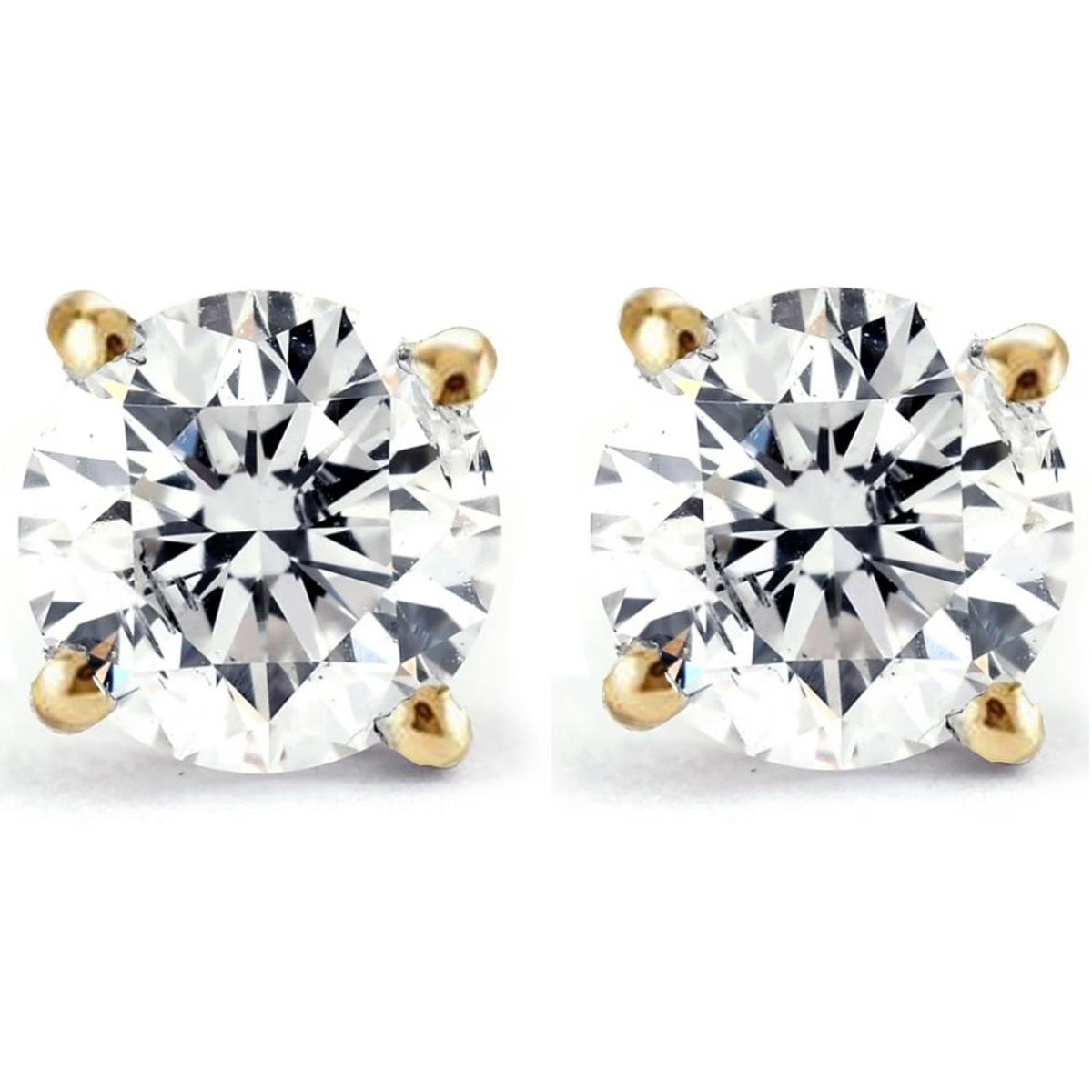 14k Yellow Gold Solitaire Stud Earrings P327086