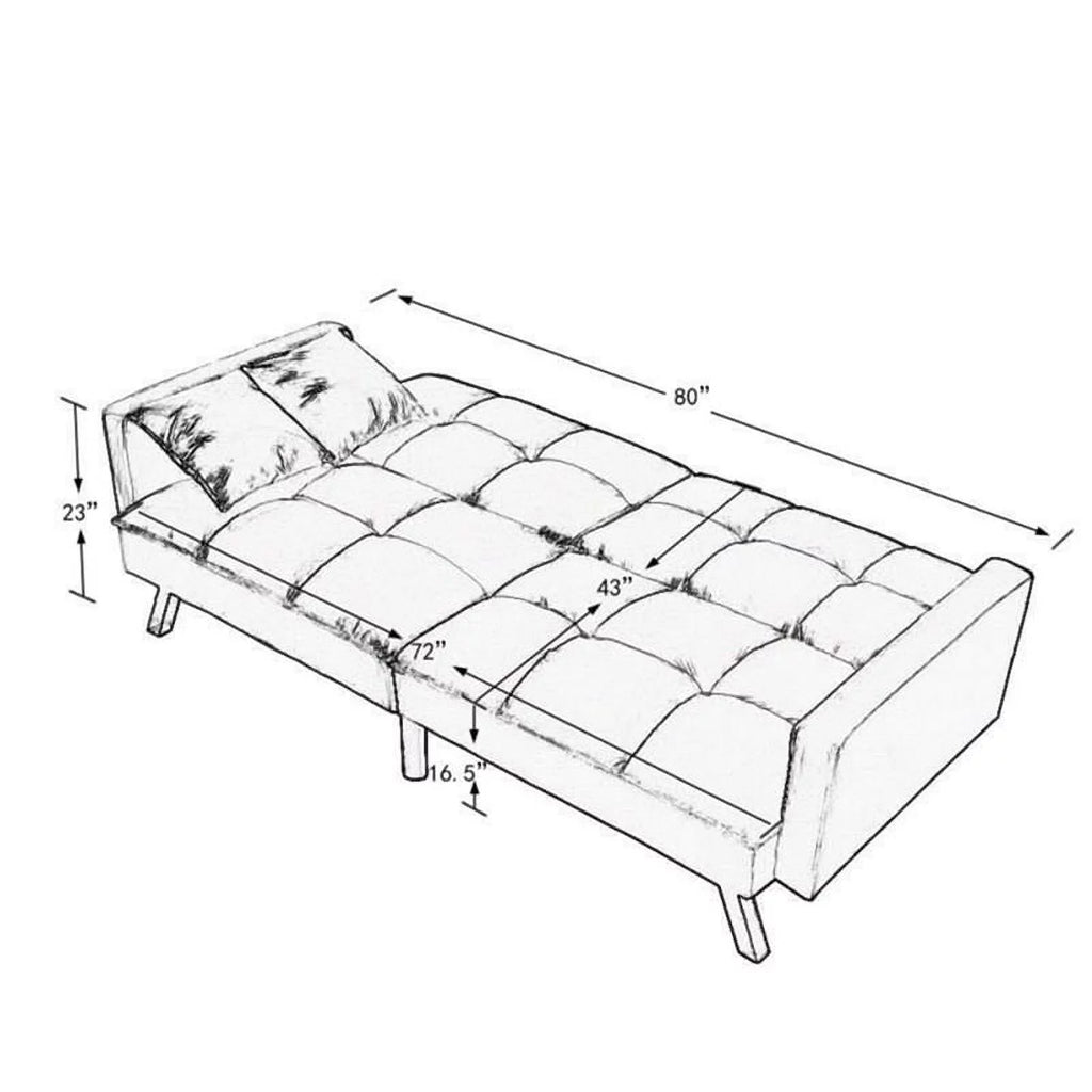 80" Convertible Wood & Velvet Fabric Sleeper Sofa Bed in Red H199