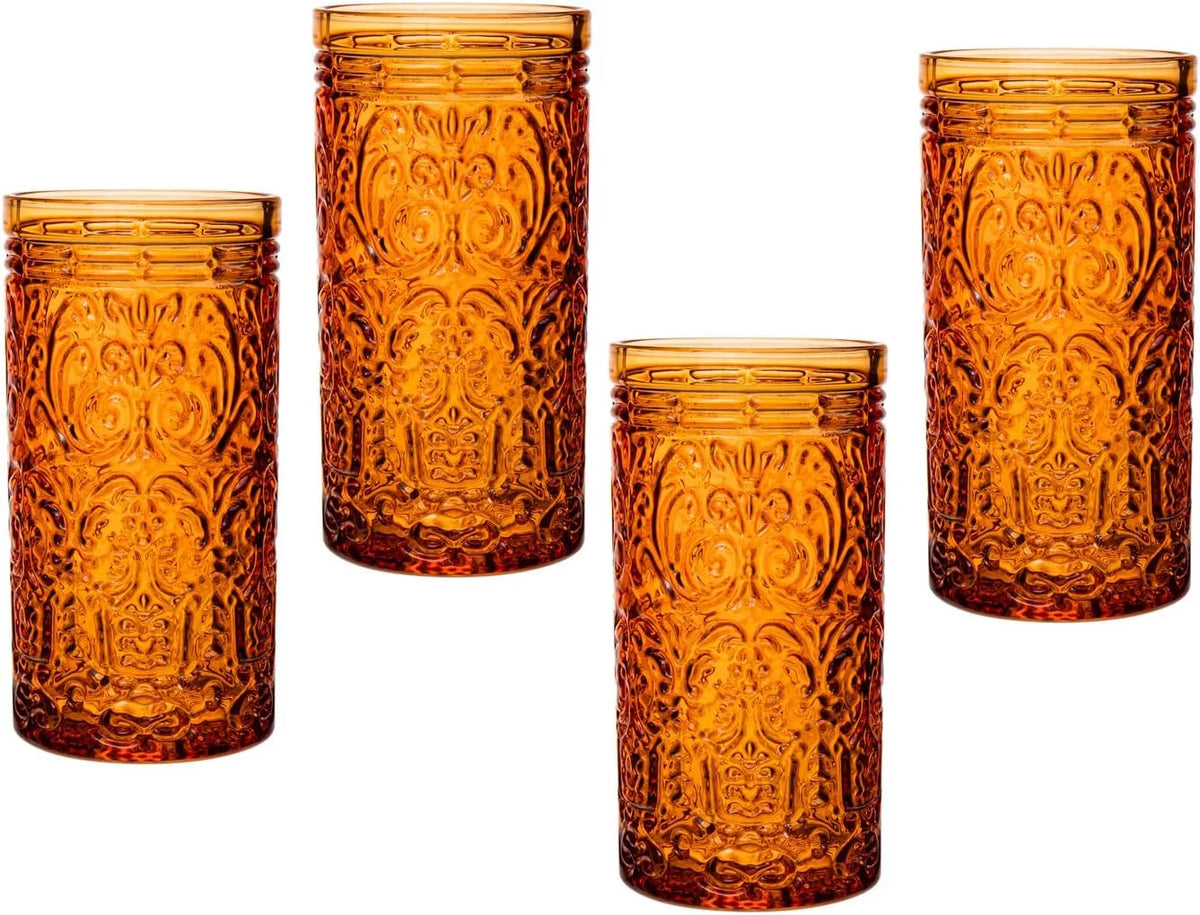 Orange Spice Highball Glass Cup Set Of 4 Y9027