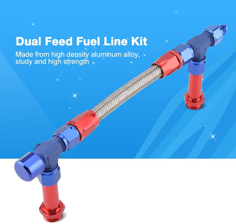 4150 Braided Dual Feed Fuel Line Kit with AN6 Adapter Aluminum Pack of 2 T452