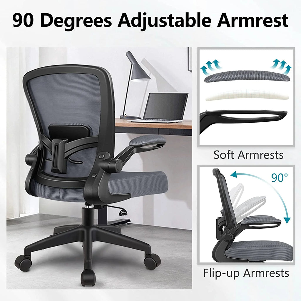 Grey Ergonomic Mesh Office Chair with Lumbar Support W60081