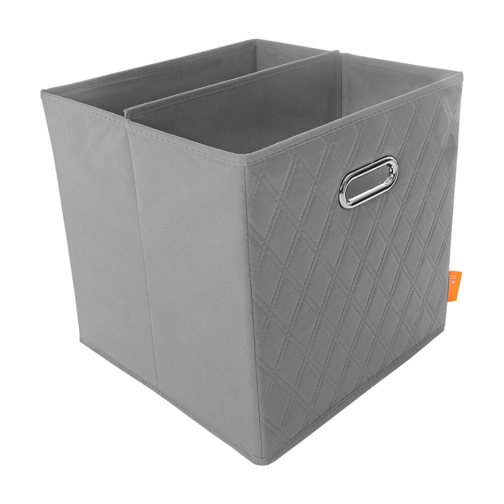 Gray Foldable Faux Leather Storage Cube Bins Set of Four D103