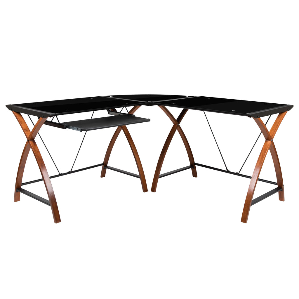 L-Shaped Gaming Desk with Keyboard Tray B700