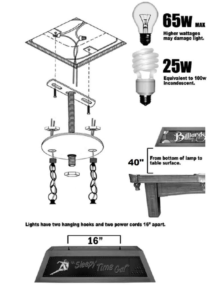 Matte Black / Stainless Billiard Light L9566