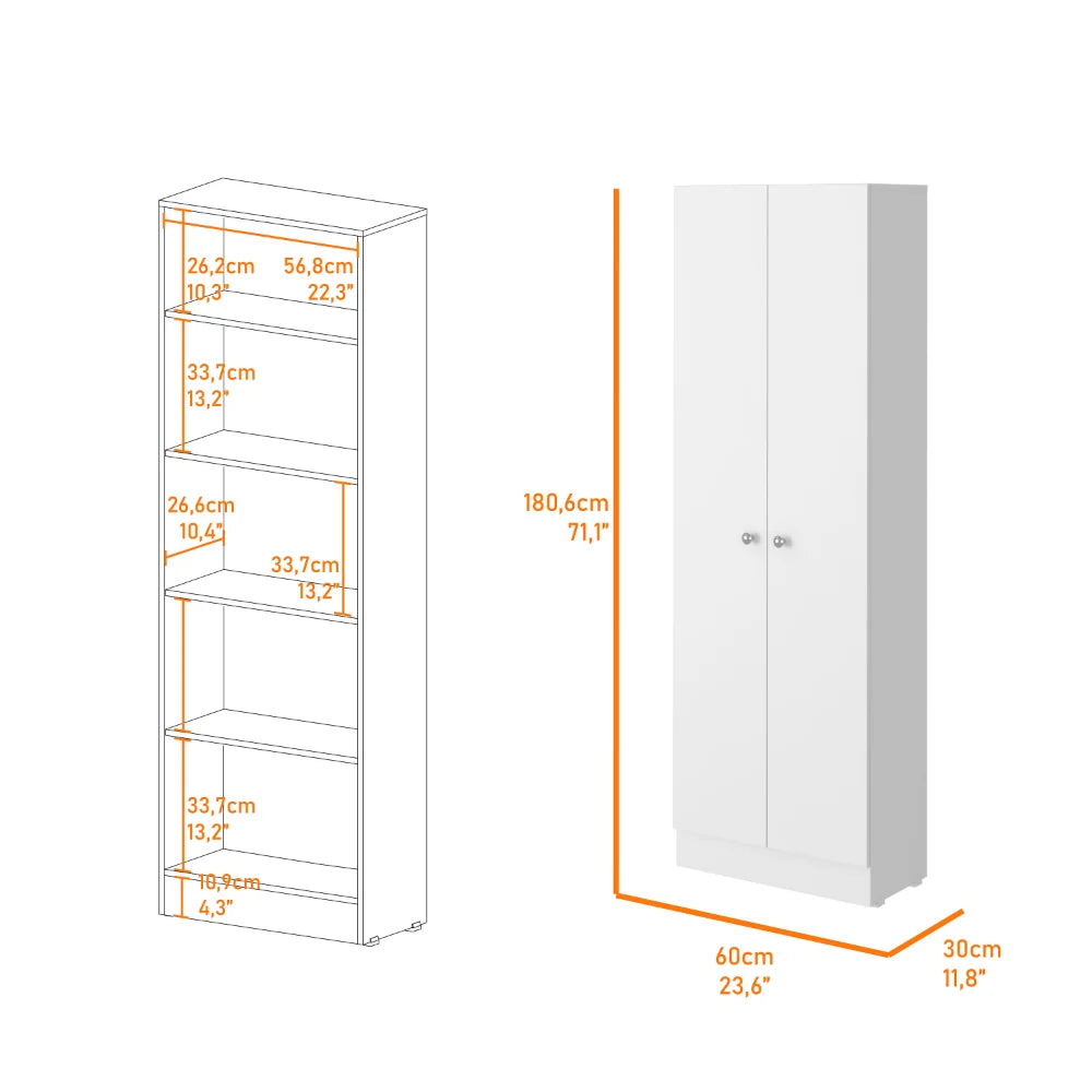 2-Piece White and Light Oak Kitchen Island and Pantry Cabinet Y2388
