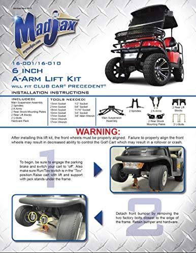 6x22 A-Arm Lift Complete Kit for Club Car Precedent Golf Carts O5894