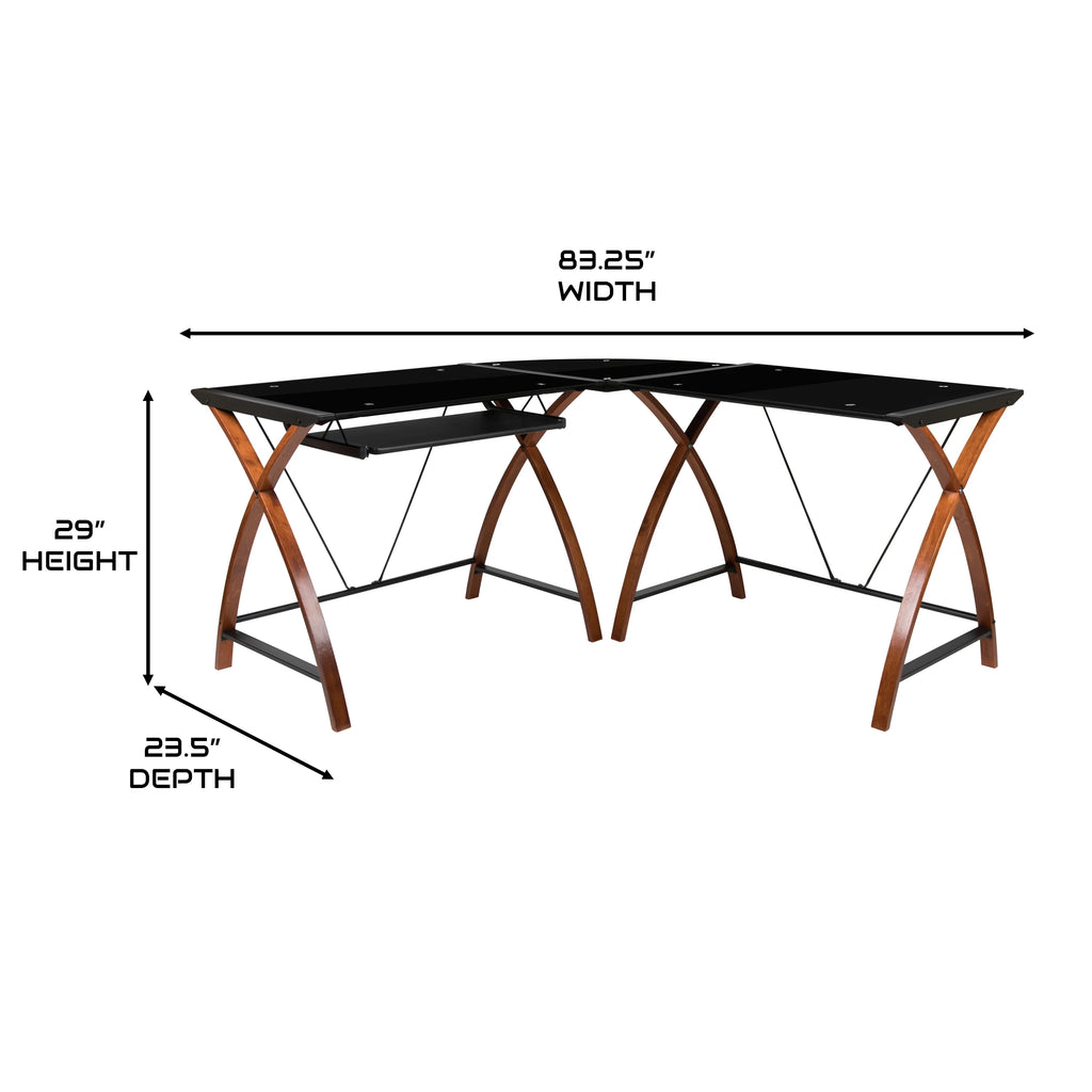 L-Shaped Gaming Desk with Keyboard Tray B700