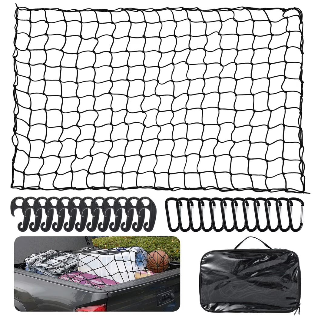 Stretchable Cargo Net with 12 Carabiners, 4 x 6 Ft Stretches to 12 x 18 Ft N1756