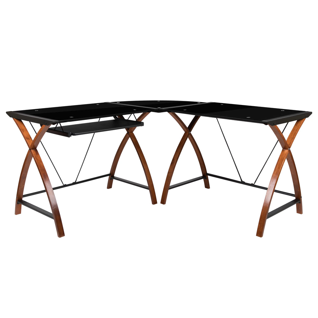 L-Shaped Gaming Desk with Keyboard Tray B700