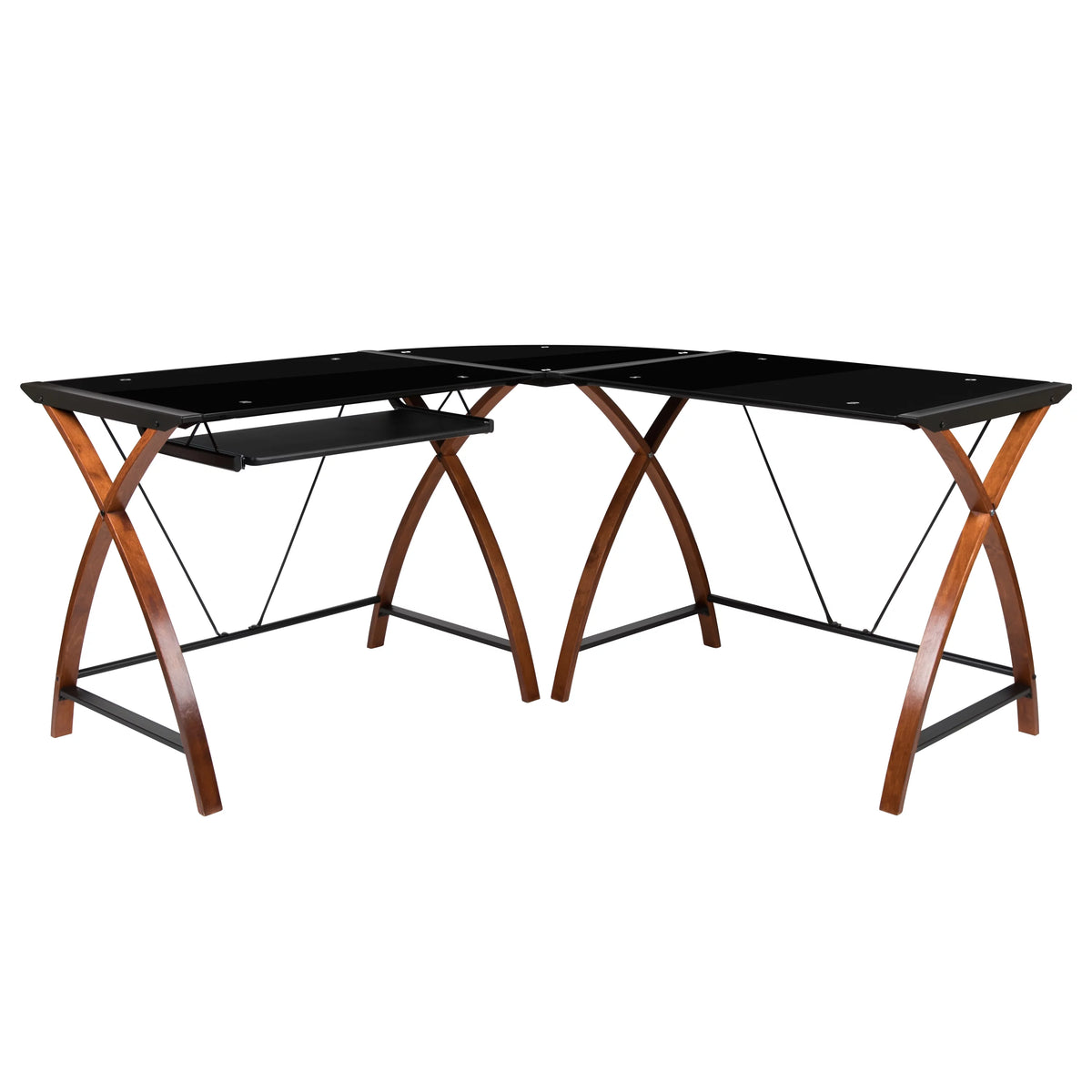 L-Shaped Gaming Desk with Keyboard Tray B700