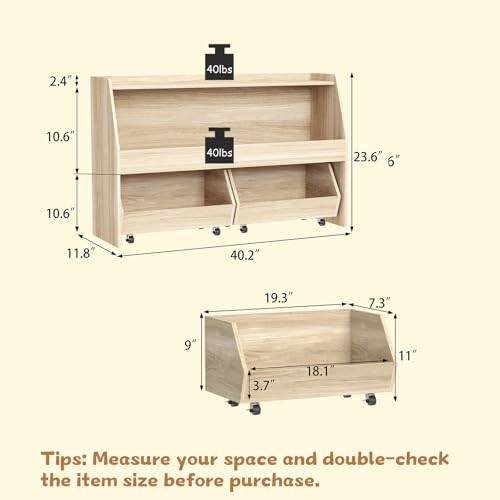 2 Tier Toy Storage Organizer with Movable Bins L551274