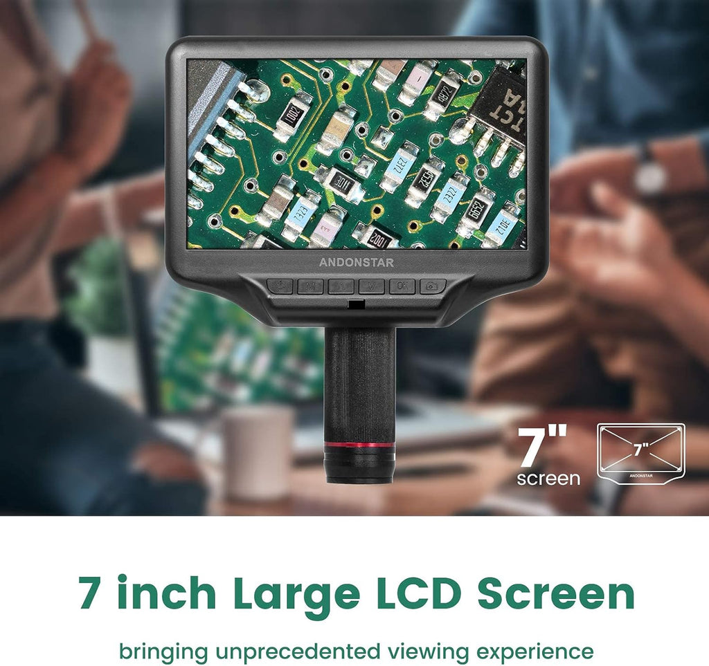 1080P 4MP Digital Microscope with 7-inch HD LCD Display and 270X Magnification U762