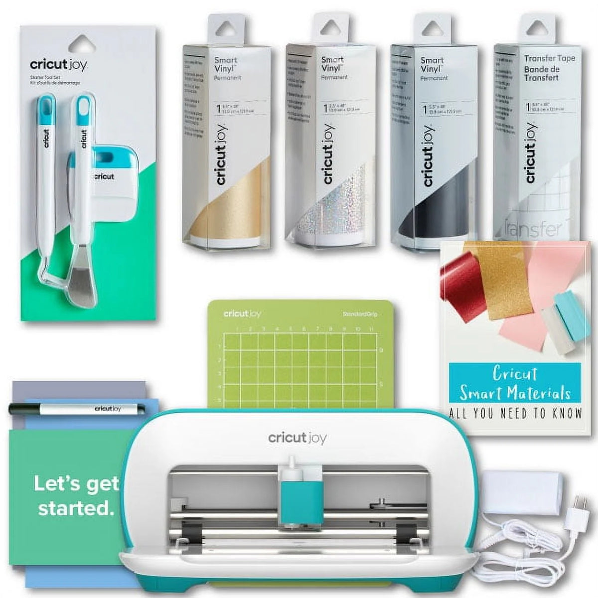 Cricut Joy Smart Machine with Vinyl Decal Sampler & Tools Starter Bundle X120