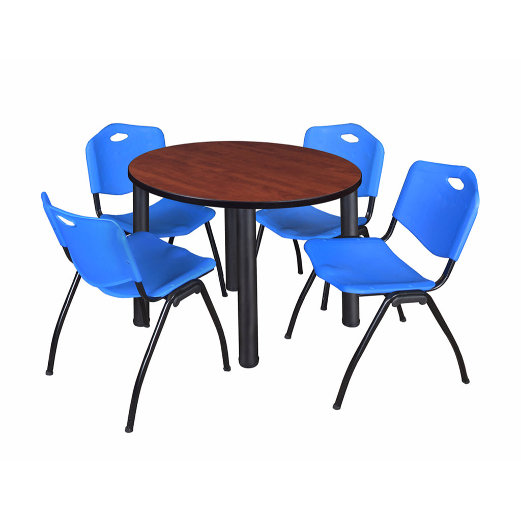 Round Breakroom Table with 4 Stack Chairs W291