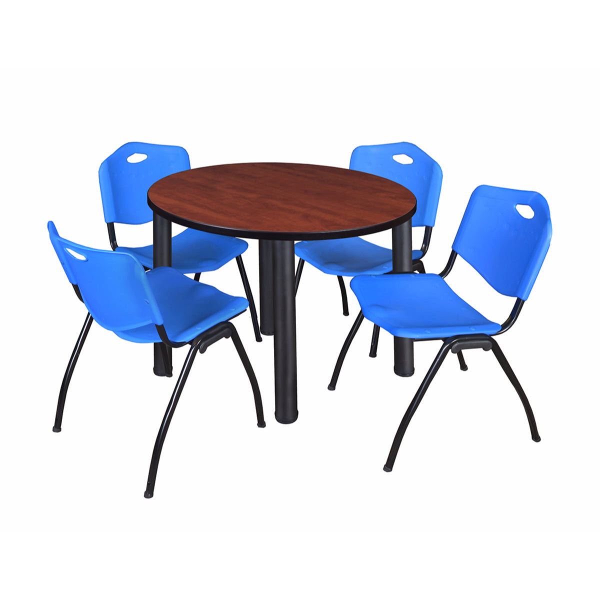 Round Breakroom Table with 4 Stack Chairs W291