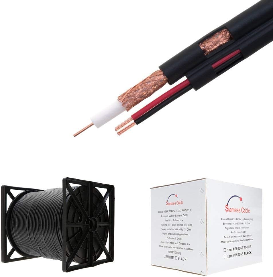 500FT Black RG59/U CCTV Video Cable P21908