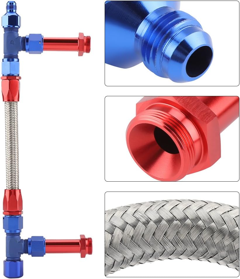 4150 Braided Dual Feed Fuel Line Kit with AN6 Adapter Aluminum Pack of 2 T452
