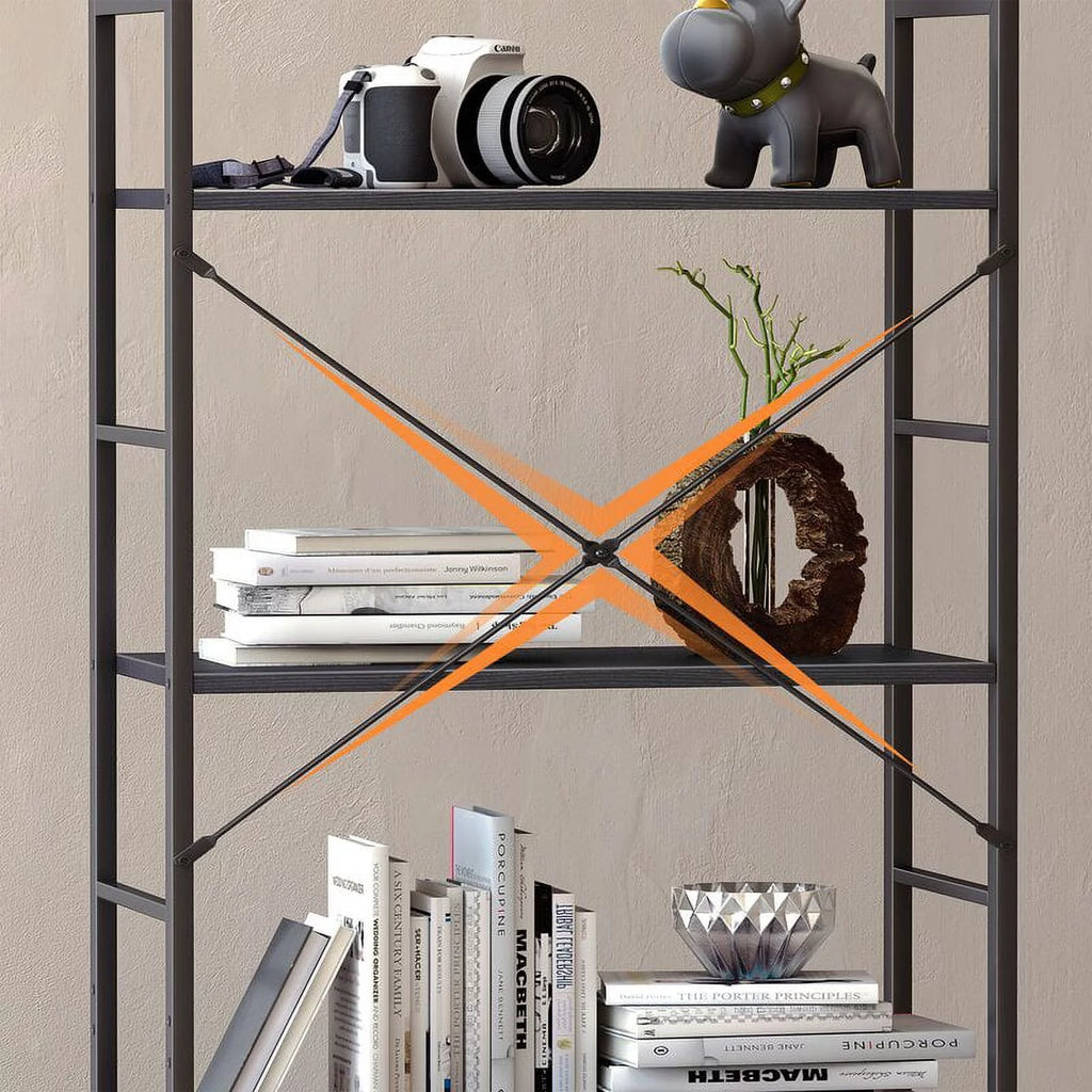 Black 5 Tier Metal Ladder Bookshelf M938659