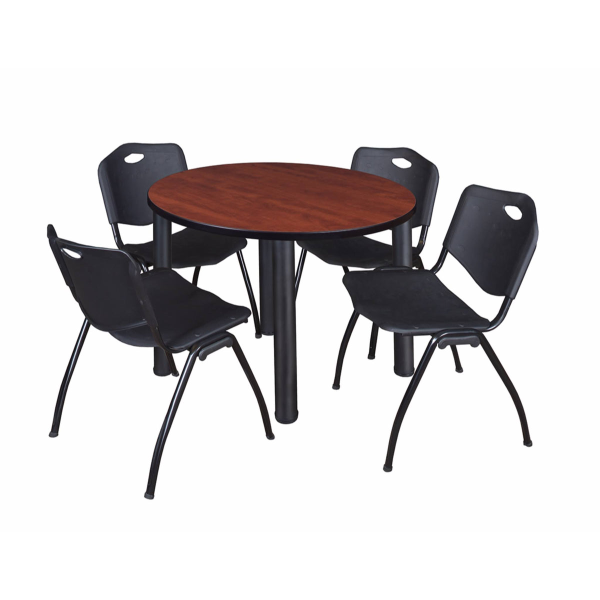 Round Breakroom Table with 4 Stack Chairs W291