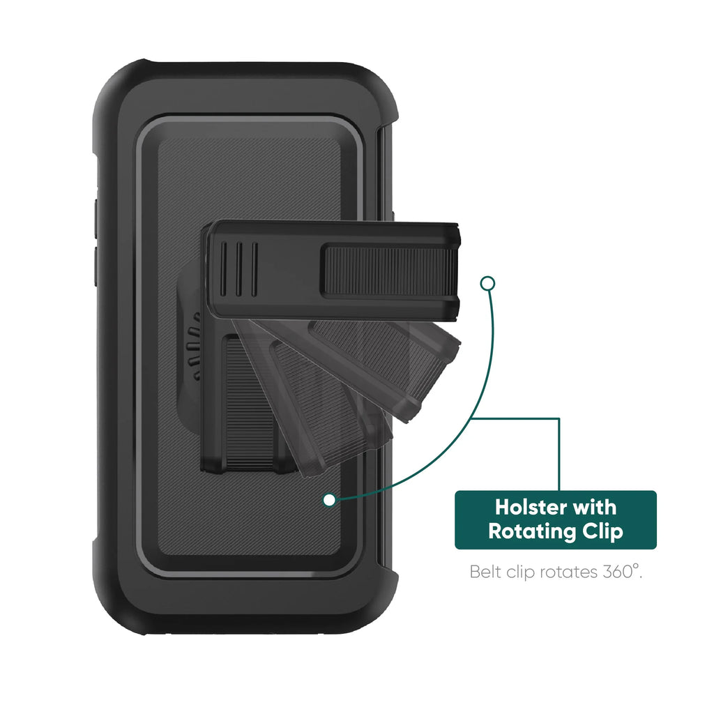 Rugged Phone Case with Holster for Samsung Galaxy S23 Ultra 5G - Black Q582