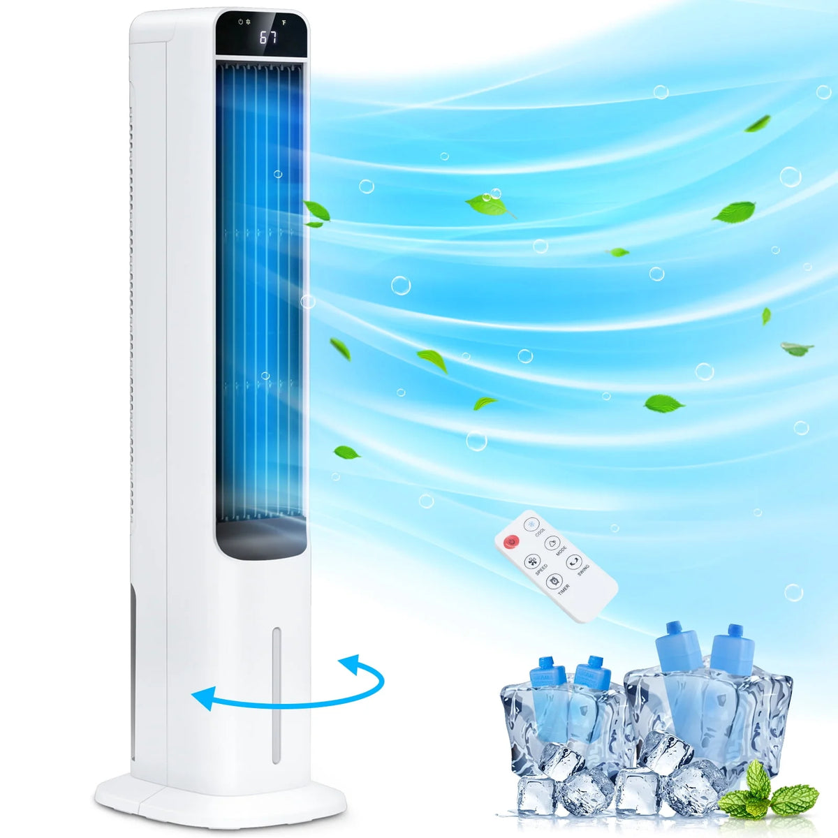 3-in-1 Evaporative Air Cooler Portable Tower Cooling Fan Oscillating White B31147