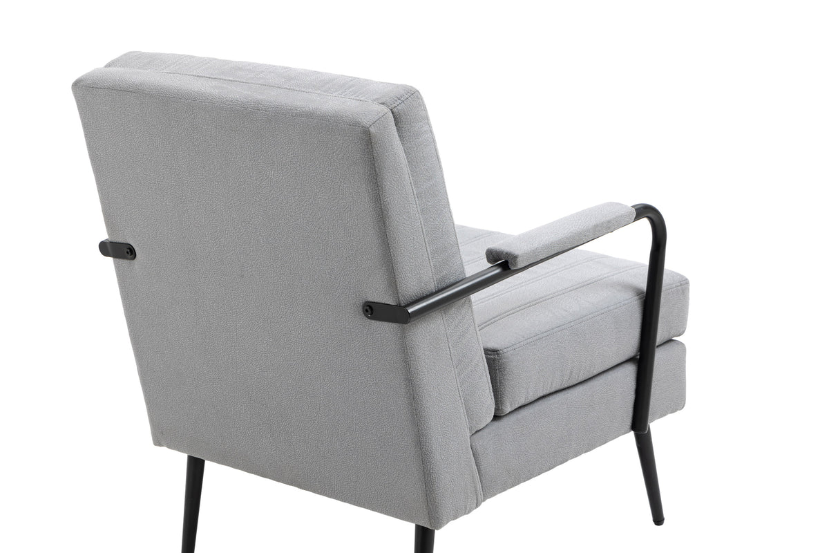 Grey Mid-Century Modern Accent Chair with Metal Leg J36989