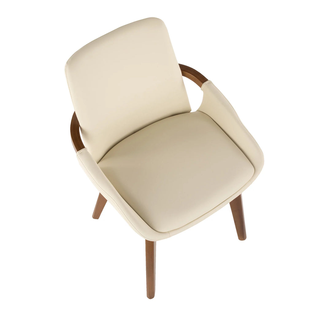 Mid-Century Chair in Walnut and Cream Faux Leather I822368