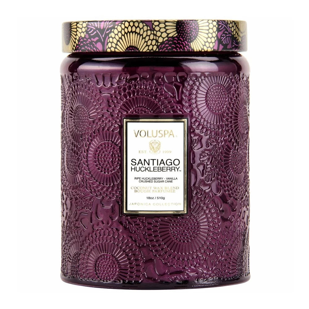 18 Ounces Embossed Glass Jar Candle C96405