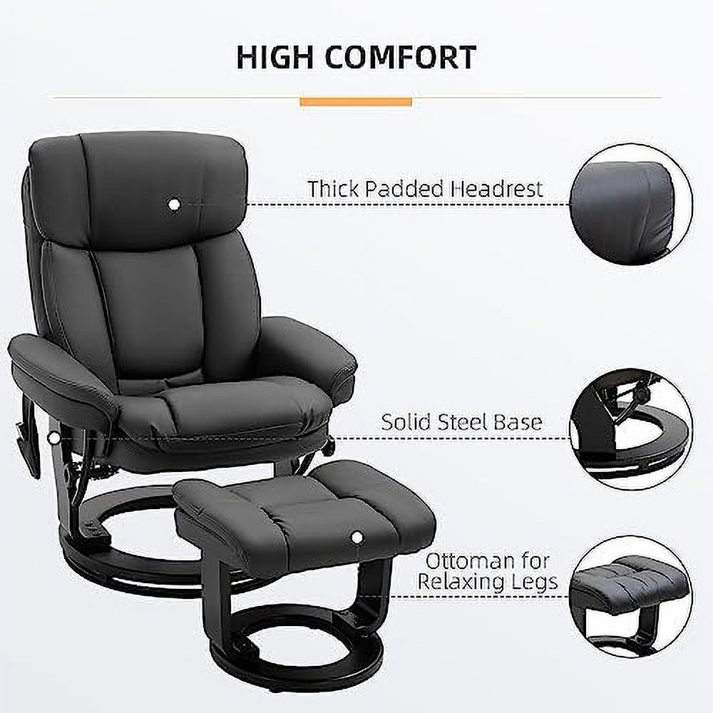 Brown PU Leather Massage Recliner Chair with Ottoman A671624